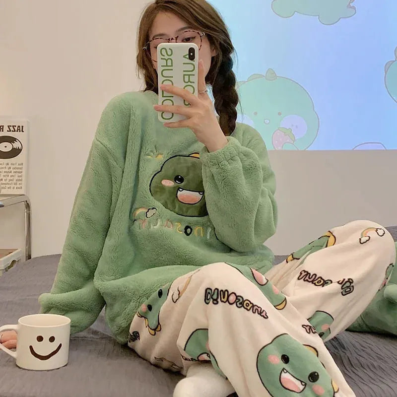 Pijama Feminino Peluciado Cutee - Conjunto Com Calça e Moletom Em Pelúcia Plush | Quentinho, Macio e Super Confortável