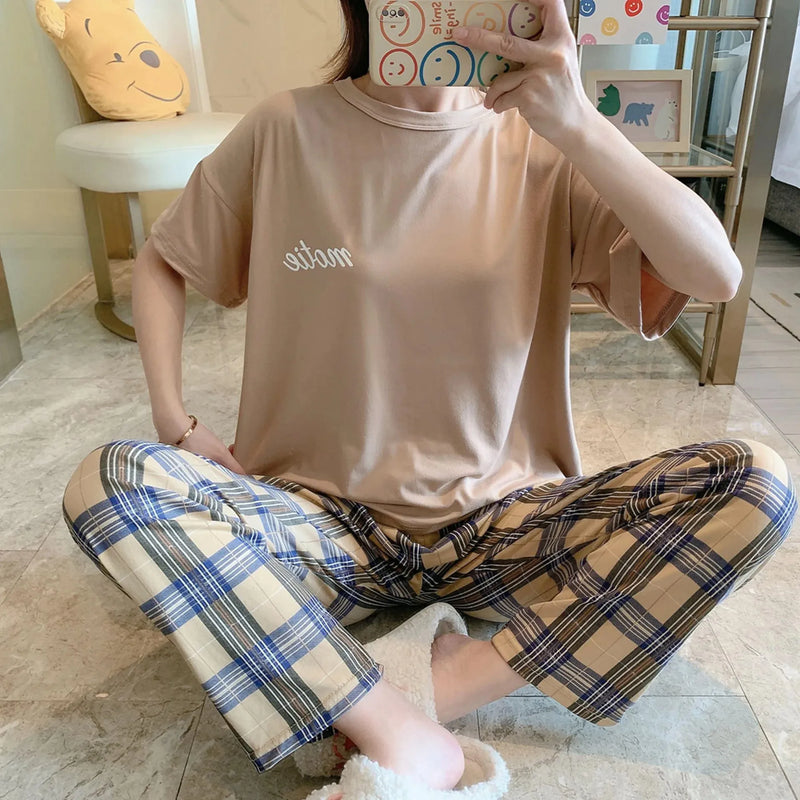 Pijama Feminino Sweet Dreams Conjunto Com Calça e Camiseta Larga | Tecido Leve e Confortável