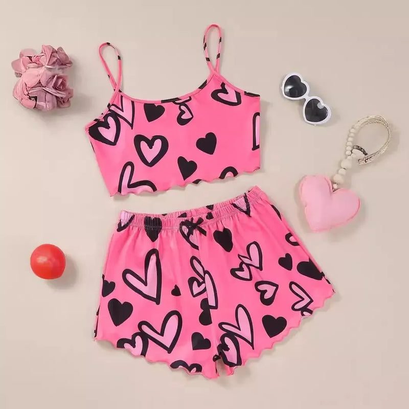 Pijama Feminino CuteLovez - Conjunto Top Cropped e Shorts Fresquinho LooseFit | Tecido Super Macio e Confortável
