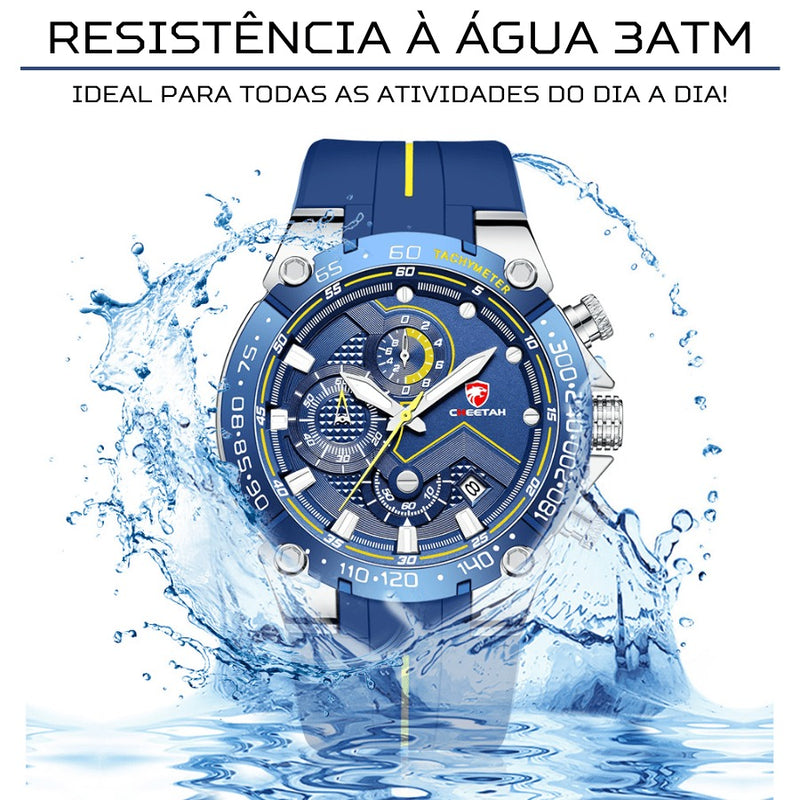 Relógio Masculino CHEETAH TACHYMETER - Design Sport Fino, Cronógrafo, Calendário e à Prova D'água