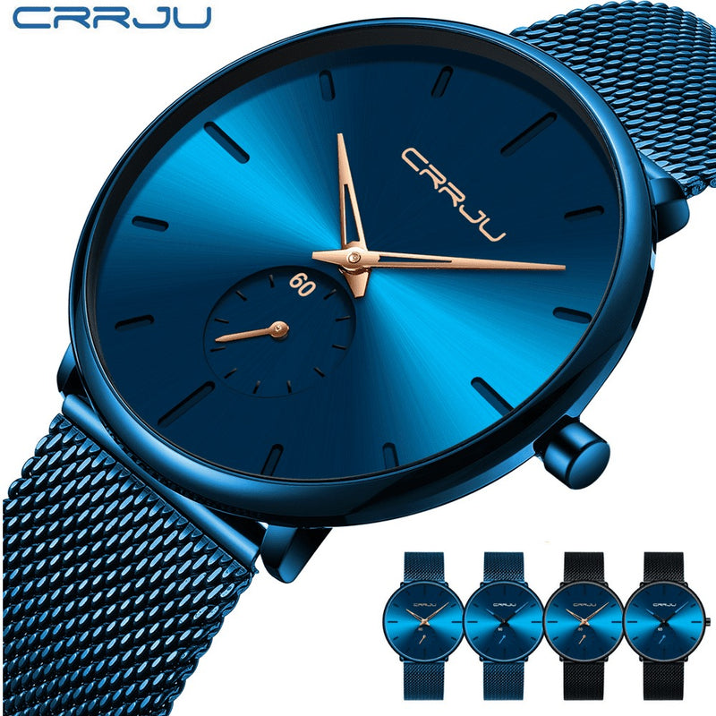 Relógio Minimalista CRRJU SIMPLE - Movimento de Quartzo, Ultra fino e Resistente