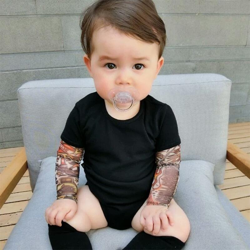 Camiseta/Body Com Tatuagem Fake Para Crianças e Bebes - TATOO BABY Divertido e Confortável - Inov&tec
