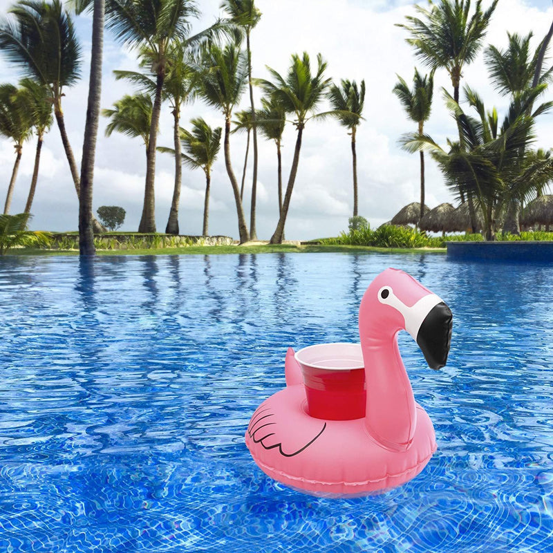 Pacote Duplo - Suporte de Copo Flutuante de Flamingo de Plástico - É Hora Da Piscina