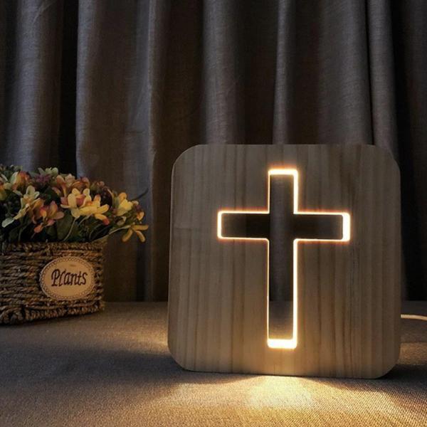 Lâmpada de madeira 3D - LuminaWood