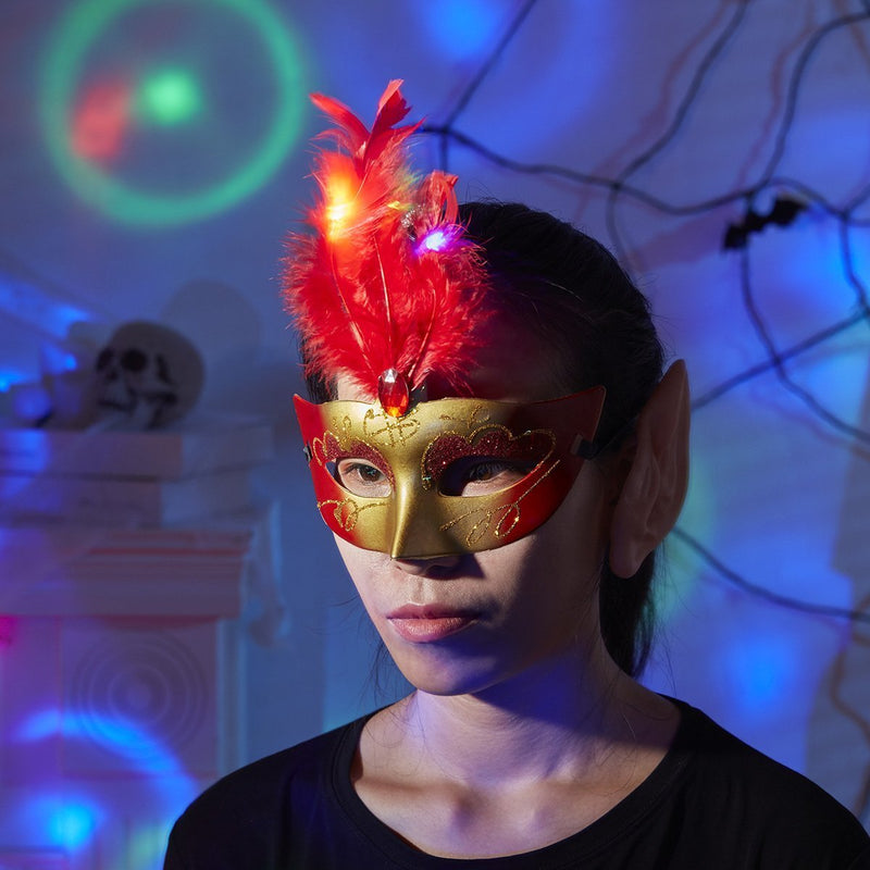 4 Pcs Máscaras de Penas de LED de Carnaval